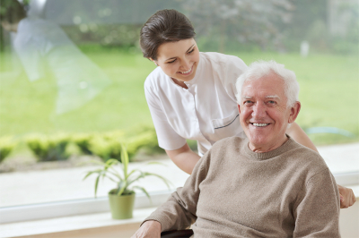 Smiling senior men staying in nursing home